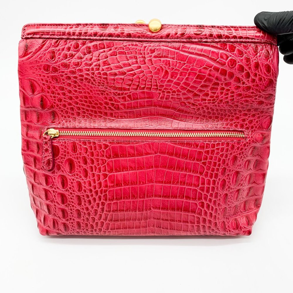 BRAHMIN Croc Fold Over Clutch Purse Pink - Picture 5 of 8